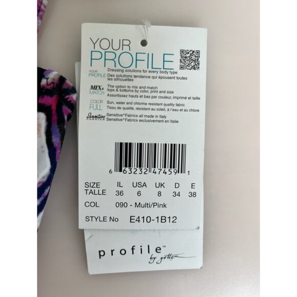 Gottex Profile multi/pink tankini swim suit top women's size 6 - NWT - Picture 4 of 6